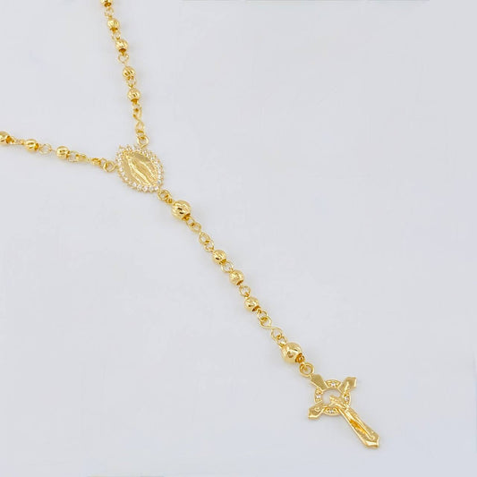 Rosario Virgen Milagrosa Diamantado 7.4 g / 47.5 cm / 3 mm - 4 mm Oro Amarillo 18K