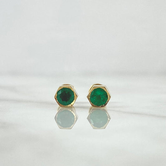 Topos Piedra Base Hexagonal 2gr / 6mm Esmeraldas 66Pts Oro Amarillo 18K (Joya)