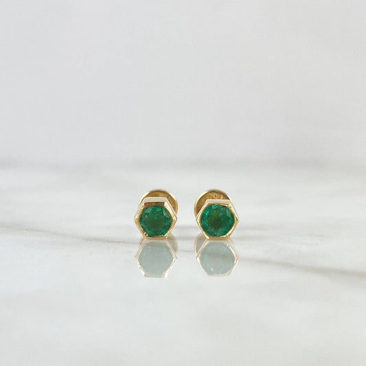 Topos Piedra Base Hexagonal 1.4gr / 5mm Esmeraldas 36Pts Oro Amarillo 18K (Joya)