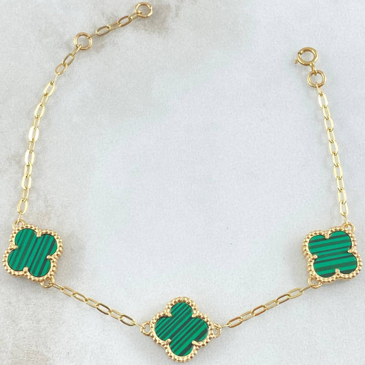Pulso Aro Seguido Trebol 5.3gr / 17cm-18cm / Nac.Esp. Oro 18K