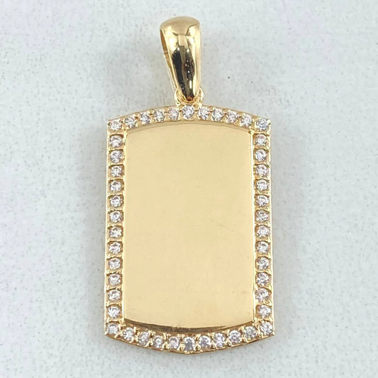 Dije Placa Borde 2.5 g / 2.5 cm Oro Amarillo 18K