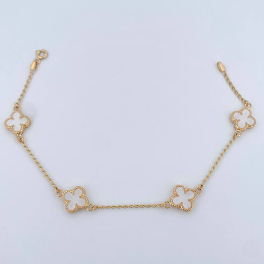 Pulso Trebol Espiga 3.5gr / 19cm / Oro Amarillo 18K &