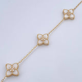 Pulso Aro Seguido Flores 5.9gr / 17.5cm-19.4cm / 1.3mm Jade Blanco Circones Blancos Oro Amarillo +4 18K & Pulso Aro Seguido Flores 5.9gr / 17.5cm-19.4cm / 1.3mm Jade Blanco Circones Blancos Oro Amarillo +4 18K &