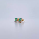 Topos Rectangulo 2.1gr / Esmeralda 57 Pts Diamante 14 Pts Dos Oros Amarillo Blanco 18K (Joya) & Topos Rectangulo 2.1gr / Esmeralda 57 Pts Diamante 14 Pts Dos Oros Amarillo Blanco 18K (Joya) &