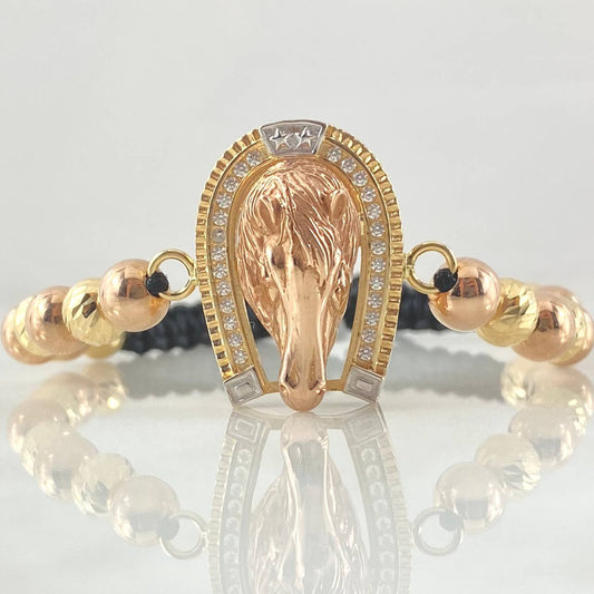 Pulsera Negra Herraje Herradura Caballo 11.05gr / Oro 18K ©