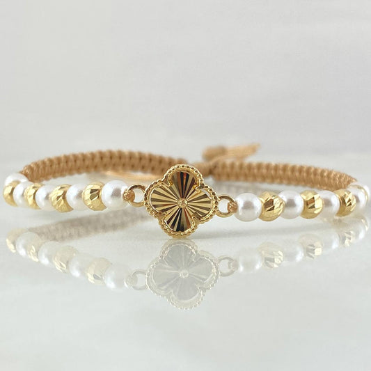 Pulsera Café Herraje Trebol 1.9gr / Nac.Esp. Oro 18K