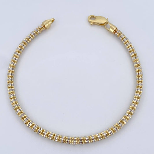 Pulso Ice 6.7gr / 19.2cm / Dos Oros Amarillo Blanco +4 14K Italy &