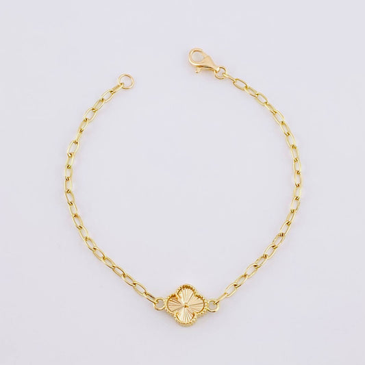 Pulso Aro Seguido Trébol 2.95g / 16.6cm / 2.5mm Oro Amarillo 18K