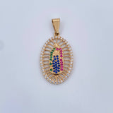 Dije Virgen Guadalpe 2.5gr / 3.5cm / Circones De Colores Oro Amarillo 18K & Dije Virgen Guadalpe 2.5gr / 3.5cm / Circones De Colores Oro Amarillo 18K &