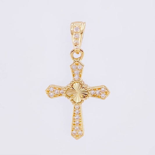 Dije Cruz Trebol Tupida 1.15 g / 2.3 cm Oro Amarillo 18K