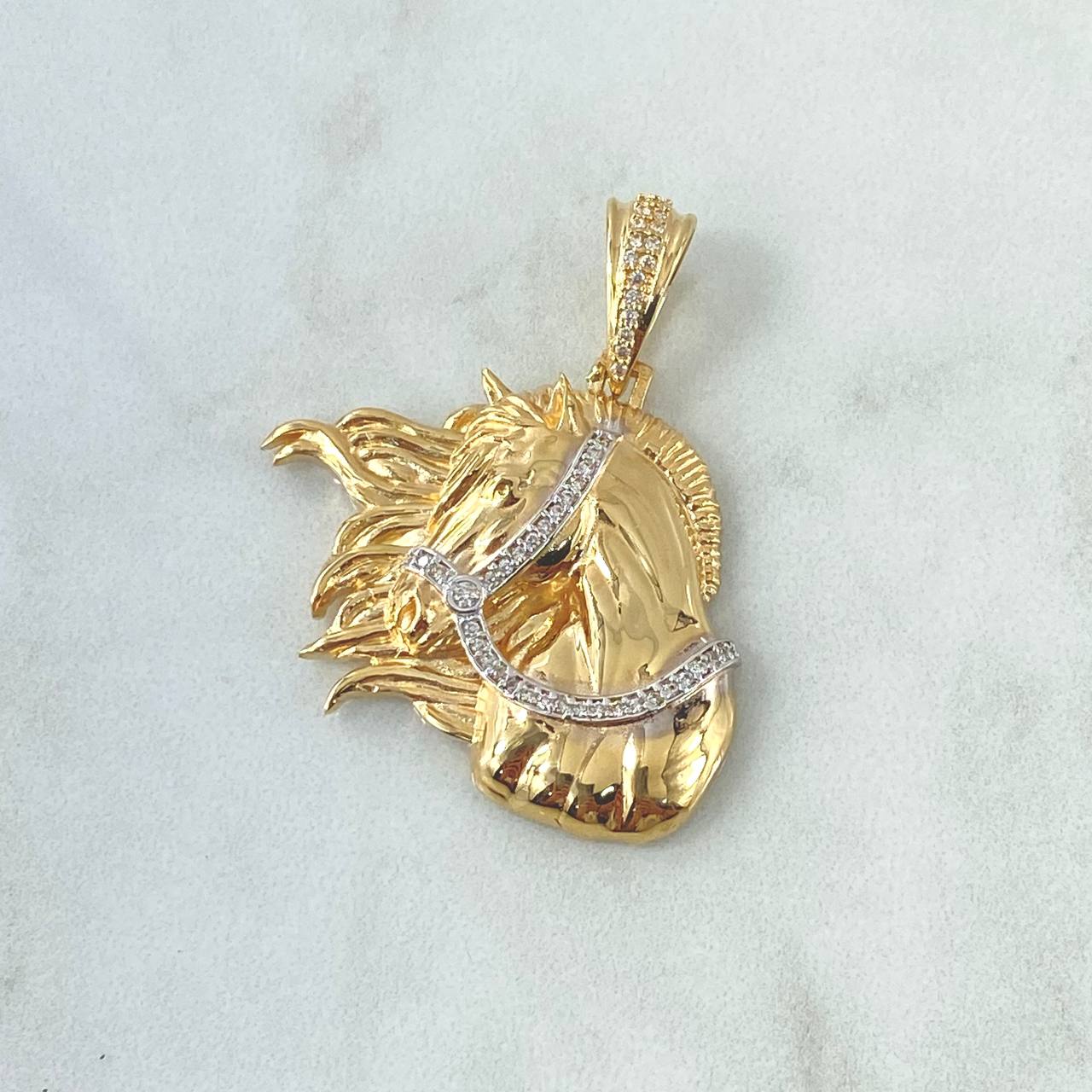 Dije Cabeza Caballo 11.85gr / 4.3cm / Circones Blancos Dos Oros Amarillo Blanco 18K Dije Cabeza Caballo 11.85gr / 4.3cm / Circones Blancos Dos Oros Amarillo Blanco 18K