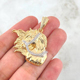 Dije Cabeza Caballo 11.85gr / 4.3cm / Circones Blancos Dos Oros Amarillo Blanco 18K Dije Cabeza Caballo 11.85gr / 4.3cm / Circones Blancos Dos Oros Amarillo Blanco 18K