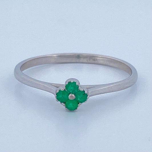 Anillo Trebol 1.2gr / T9 1/4 / Plata 18K +