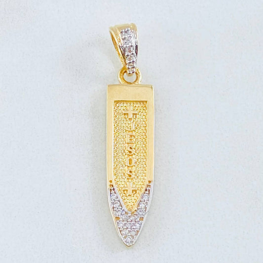 Dije Daga Jesus 2.5gr / 3.2cm / Dos Oros Amarillo Blanco 18K