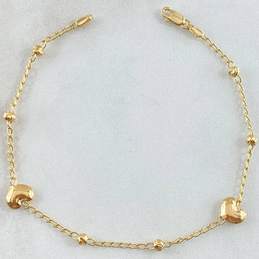 Pulso Espiga Corazones 2.1gr / 18.5cm / Oro 18K