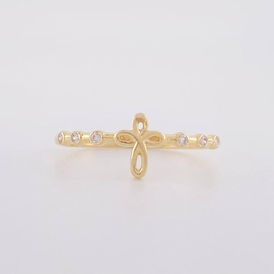 Anillo Silueta cruz 1.3g / T7 Oro Amarillo 18K
