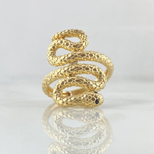 Anillo Serpiente 5.55gr / T6 1/2 / Texturizado Circones Negros Oro Amarillo 18K