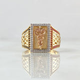Anillo Caduceo de Serpiente 8gr / T10 1/2 / Circones Blancos Negros Fucsia Tres Oros 18K Anillo Caduceo de Serpiente 8gr / T10 1/2 / Circones Blancos Negros Fucsia Tres Oros 18K
