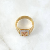 Anillo Caduceo de Serpiente 8gr / T10 1/2 / Circones Blancos Negros Fucsia Tres Oros 18K Anillo Caduceo de Serpiente 8gr / T10 1/2 / Circones Blancos Negros Fucsia Tres Oros 18K