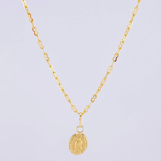Set Cadena Aro Seguido + Dije Virgen De Guadalupe / 2.2 g / 45.3 cm Oro Amarillo 18K