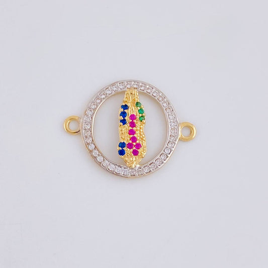 Herraje Circulo virgen de guadalupe 1.35g / 2.2cm Dos Oros Amarillo Blanco 18K
