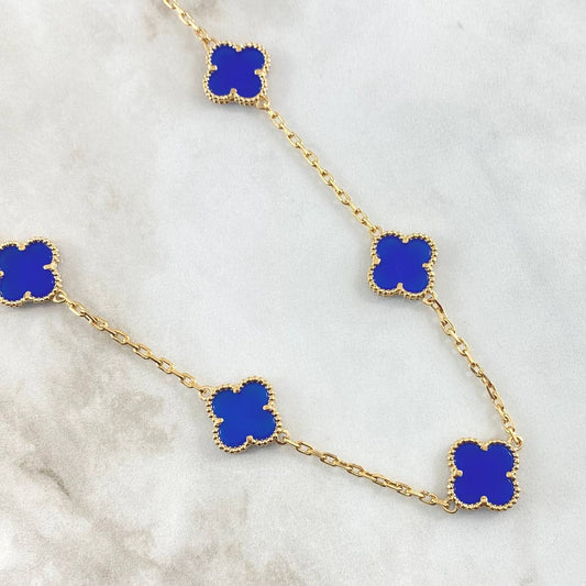 Cadena Cajón Trébol VCyA 37.15gr / 65cm / 2mm Lapislazuli Oro Amarillo Nac.Esp. 18K