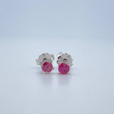 Topos Cuatro Garras Ruby 0.8gr / Oro Blanco 18K + Topos Cuatro Garras Ruby 0.8gr / Oro Blanco 18K +