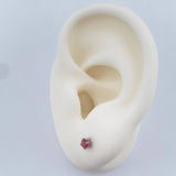 Topos Cuatro Garras Ruby 0.8gr / Oro Blanco 18K + Topos Cuatro Garras Ruby 0.8gr / Oro Blanco 18K +