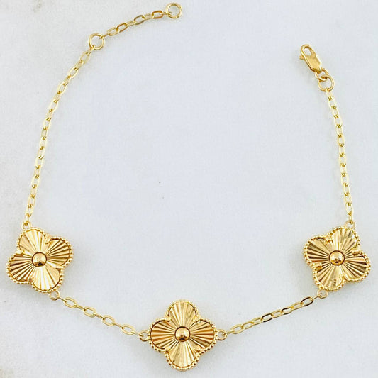 Pulso Aro Seguido Trebol Dorado 8.1gr / 18cm-19.5cm / Oro Amarillo Nac.Esp. 18K *
