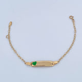 Pulso Bebé Cajon Corazon Verde 1.35gr / 13.4cm-14.7cm / 1.5mm Placa Rectangular Curva Oro Amarillo 18K & Pulso Bebé Cajon Corazon Verde 1.35gr / 13.4cm-14.7cm / 1.5mm Placa Rectangular Curva Oro Amarillo 18K &