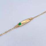 Pulso Bebé Cajon Corazon Verde 1.35gr / 13.4cm-14.7cm / 1.5mm Placa Rectangular Curva Oro Amarillo 18K & Pulso Bebé Cajon Corazon Verde 1.35gr / 13.4cm-14.7cm / 1.5mm Placa Rectangular Curva Oro Amarillo 18K &