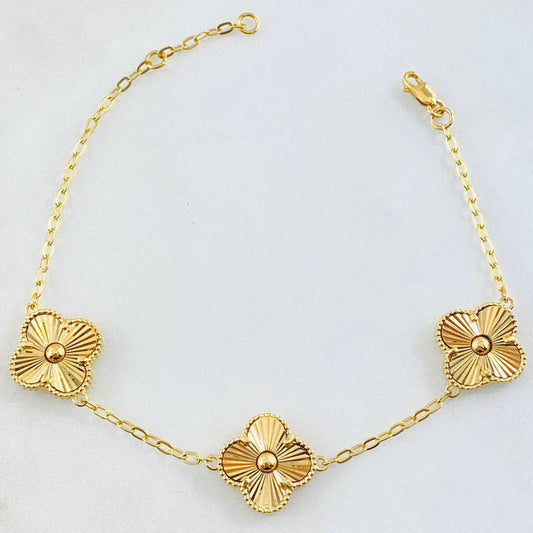 Pulso Trebol Dorado 8gr / 17.5cm-19cm / Oro Amarillo Nac.Esp. 18K