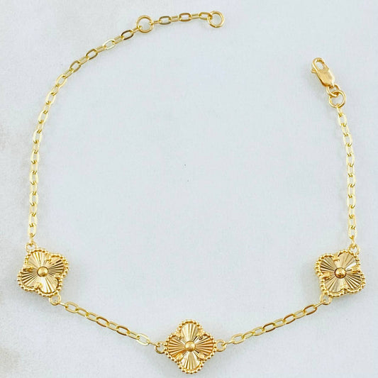 Pulso Trebol Dorado 5.3gr / 17.5cm-19cm / Oro Amarillo Nac.Esp. 18K