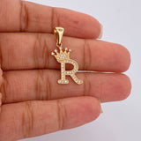 Dije Letra R Corona 1.75gr / 2.5cm-Oro Amarillo 18K & Dije Letra R Corona 1.75gr / 2.5cm-Oro Amarillo 18K &