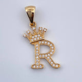 Dije Letra R Corona 1.75gr / 2.5cm-Oro Amarillo 18K & Dije Letra R Corona 1.75gr / 2.5cm-Oro Amarillo 18K &