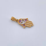 Dije Mano Hamsa Corazón 1.5gr / 2.3cm-Dos Oros Amarillo Blanco 18K & Dije Mano Hamsa Corazón 1.5gr / 2.3cm-Dos Oros Amarillo Blanco 18K &