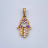 Dije Mano Hamsa Corazón 1.5gr / 2.3cm-Dos Oros Amarillo Blanco 18K & Dije Mano Hamsa Corazón 1.5gr / 2.3cm-Dos Oros Amarillo Blanco 18K &