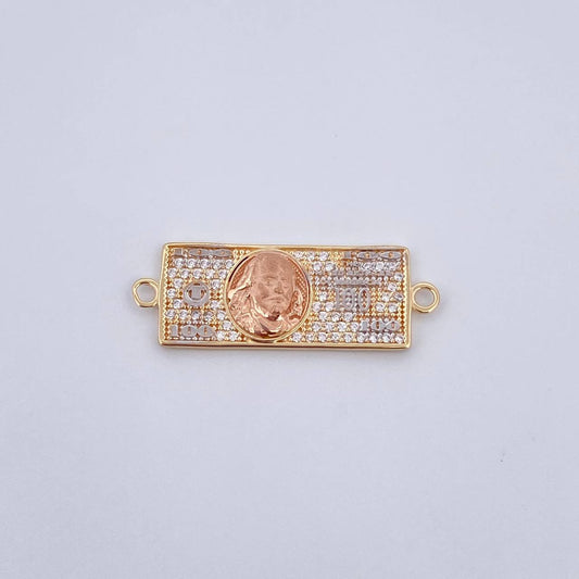 Herraje One Dólar 3.1gr / 3cm / Circones Blancos Tres Oros 18K &