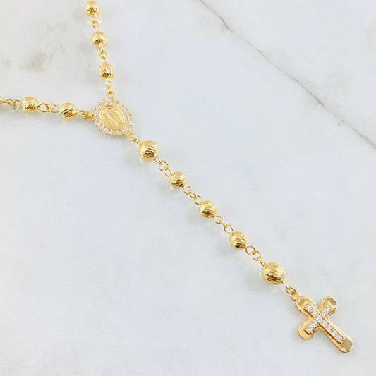 Rosario Cruz Virgen Milagrosa 19.3gr / 65cm / Oro Amarillo 18K *
