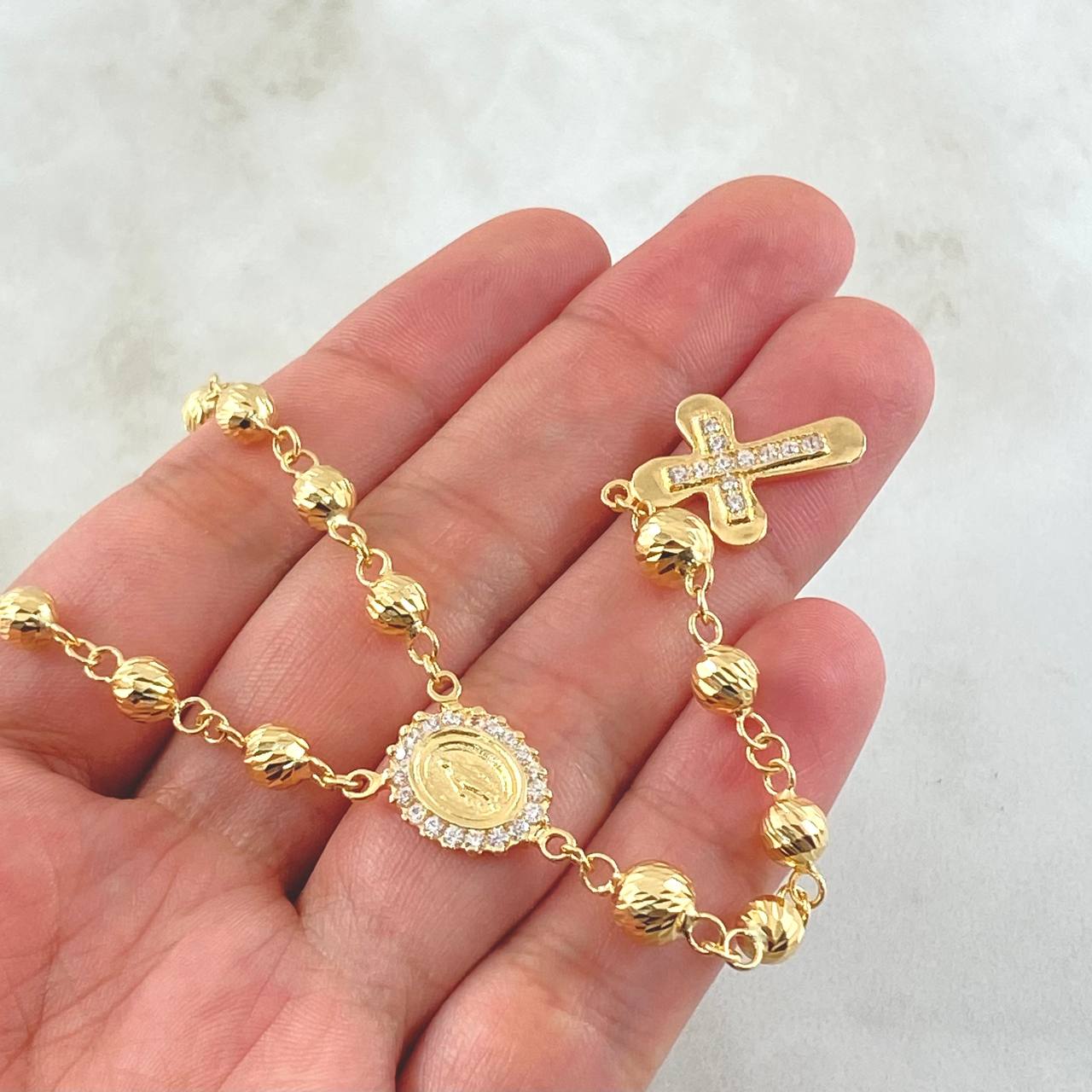 Rosario Cruz Virgen Milagrosa 19.3gr / 65cm / Oro Amarillo 18K * Rosario Cruz Virgen Milagrosa 19.3gr / 65cm / Oro Amarillo 18K *