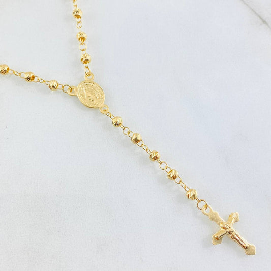 Rosario Cruz Cristo Virgen Milagrosa 6.6gr / 50cm / Oro Amarillo 18K