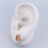 Topos Halo Cuadrado 1.9gr / Circones Fucsia Blancos Oro Amarillo 18K & Topos Halo Cuadrado 1.9gr / Circones Fucsia Blancos Oro Amarillo 18K &