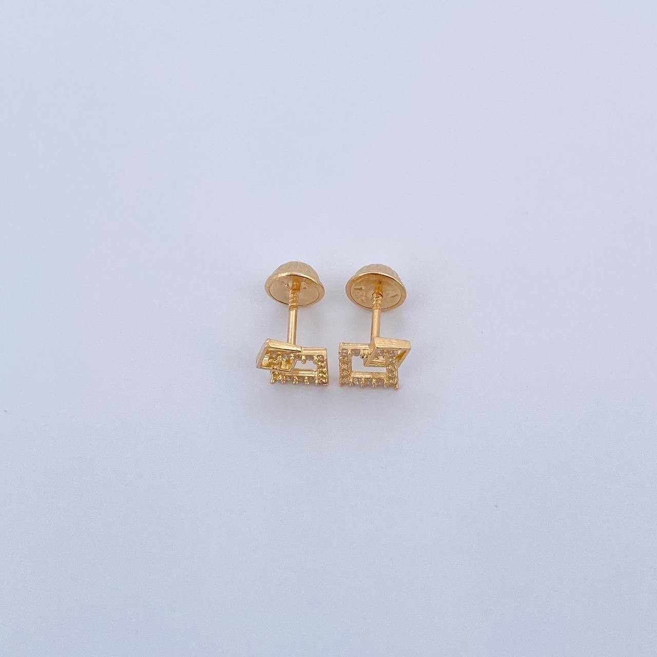 Topos Cuadros Superpuestos 0.85gr / Circones Blancos Oro Amarillo 18K & Topos Cuadros Superpuestos 0.85gr / Circones Blancos Oro Amarillo 18K &
