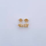 Topos Cuadros Superpuestos 0.85gr / Circones Blancos Oro Amarillo 18K & Topos Cuadros Superpuestos 0.85gr / Circones Blancos Oro Amarillo 18K &