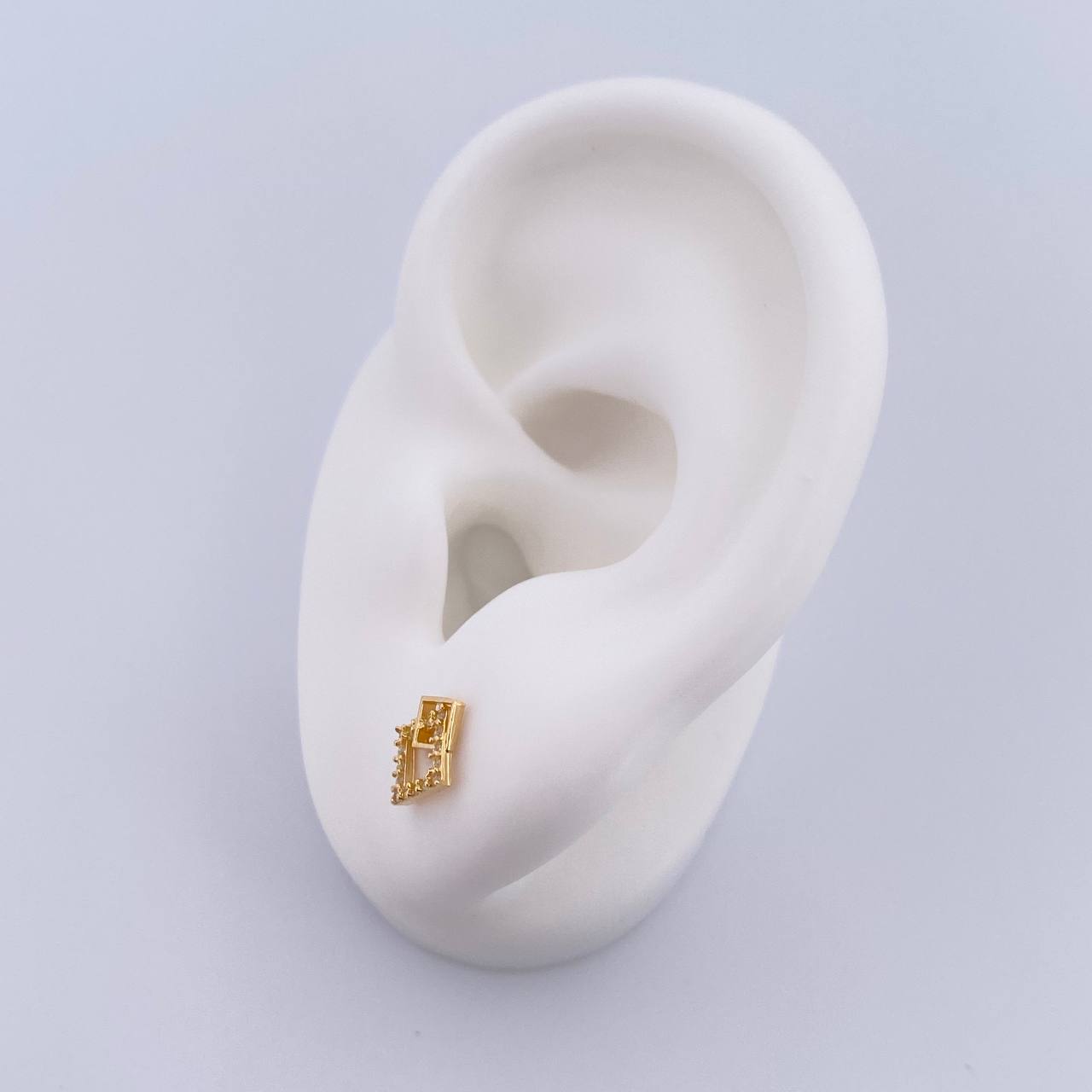 Topos Cuadros Superpuestos 0.85gr / Circones Blancos Oro Amarillo 18K & Topos Cuadros Superpuestos 0.85gr / Circones Blancos Oro Amarillo 18K &