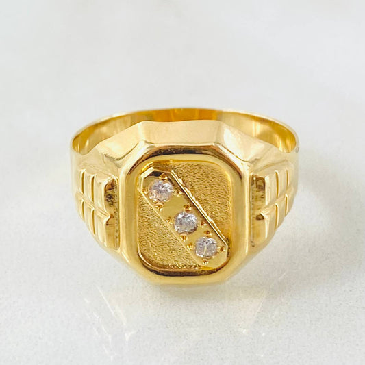 Anillo Sello Trinity 4.5gr / T10 3/4 / Oro Amarillo 18K ©