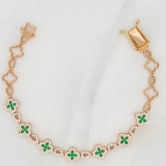 Pulso Trebol 11.3g / 19cm / 8.22mm Oro Rosa 18K