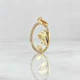Dije Virgen Maria Circulo Floreado 1.1gr / 2.4cm / Circones Blancos Oro Amarillo 18K © Dije Virgen Maria Circulo Floreado 1.1gr / 2.4cm / Circones Blancos Oro Amarillo 18K ©