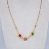 Cadena Aro Seguido Letra C Corazones 3.7gr / 45.7cm / 3mm Bolas Diamantadas Rojo Verde Azul Amarillo Oro Amarillo 18K & Cadena Aro Seguido Letra C Corazones 3.7gr / 45.7cm / 3mm Bolas Diamantadas Rojo Verde Azul Amarillo Oro Amarillo 18K &