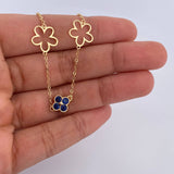 Pulso Aro Seguido Trebol Flores 2.4gr / 18cm / 1.7mm Circones Azules Oro Amarillo 18K & Pulso Aro Seguido Trebol Flores 2.4gr / 18cm / 1.7mm Circones Azules Oro Amarillo 18K &